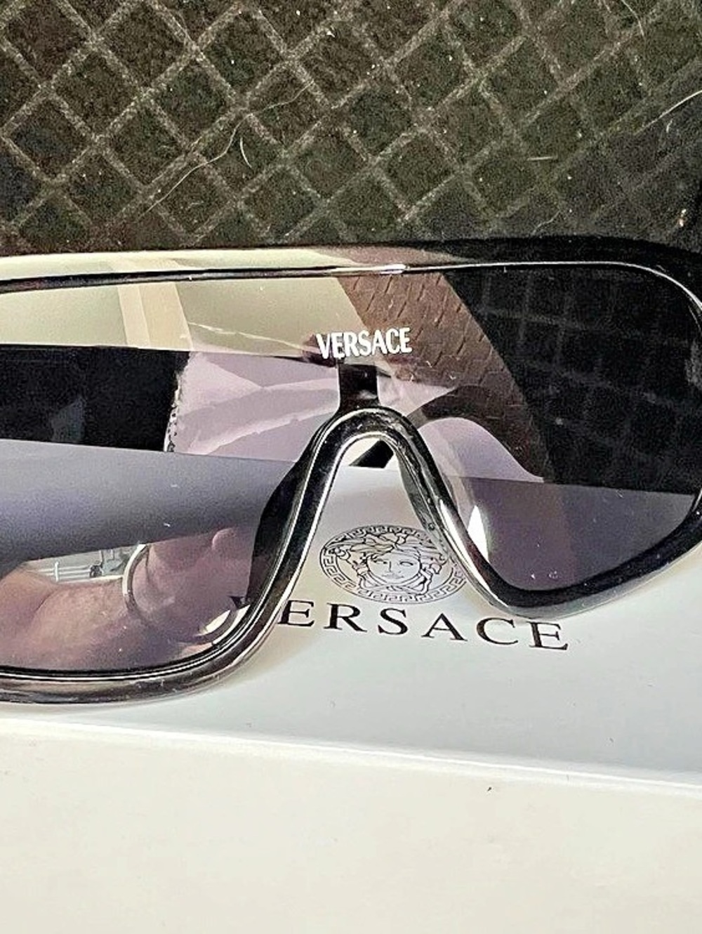 Versace  Shield Sunglasses Black & Purple